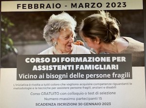 Corso per assistenti familiari a Cervia scadenza iscrizione 30 gennaio 2023