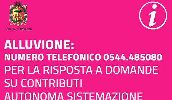 Alluvione: dall’11 giugno attivo anche la domenica il numero telefonico del Comune di Ravenna 0544.485080
